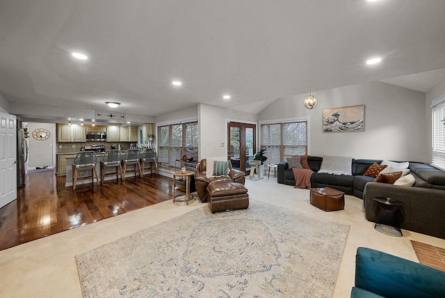 living room with hardwood / wood-style flooring