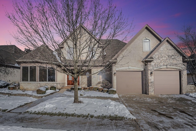 view of front of house with a garage