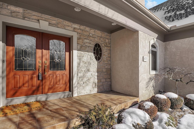 doorway to property with french doors