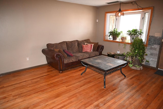 living room featuring light hardwood / wood-style flooring