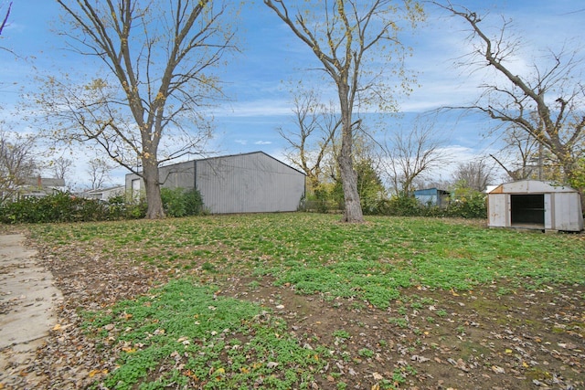 view of yard with an outbuilding