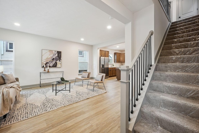 living room with hardwood / wood-style floors