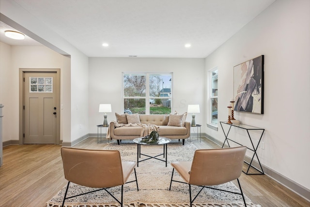 living room featuring light hardwood / wood-style floors