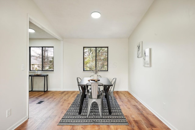 dining room featuring a wealth of natural light and wood-type flooring