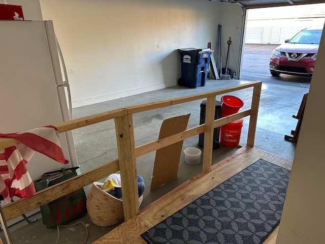 garage featuring white refrigerator