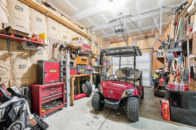 garage with a garage door opener