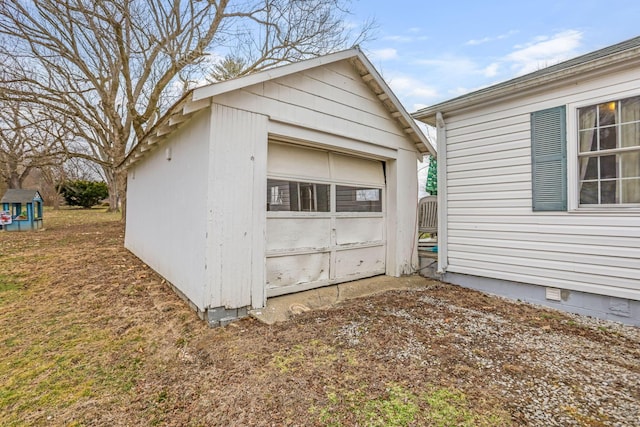 exterior space featuring a garage