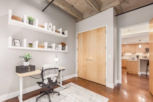 office space featuring sink