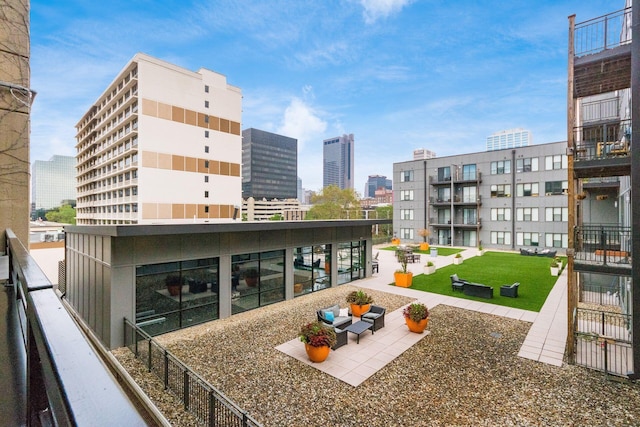 balcony with a patio area