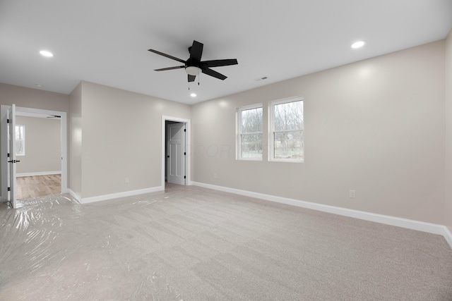 interior space featuring ceiling fan