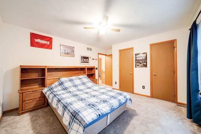 bedroom with carpet and ceiling fan