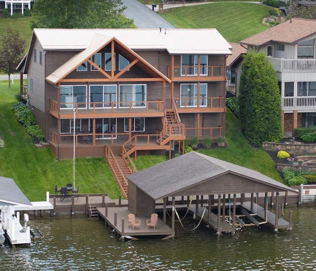 dock area featuring a water view