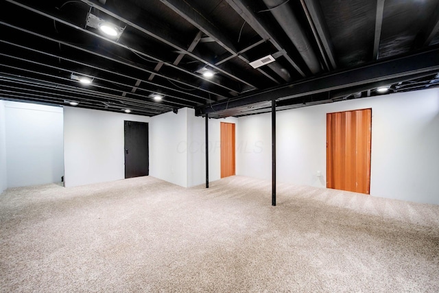 basement with carpet