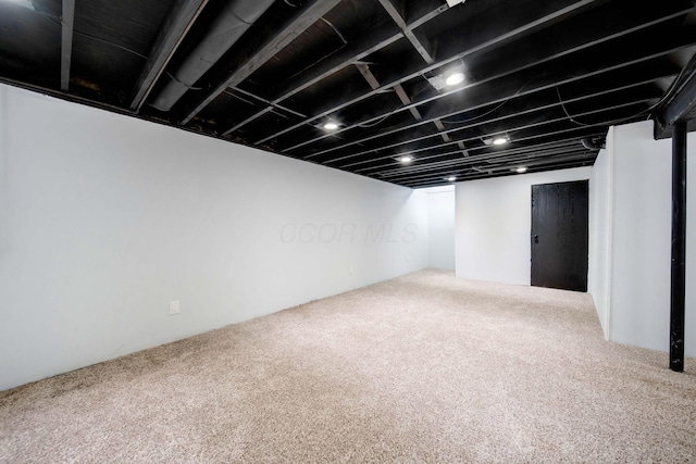 basement with carpet