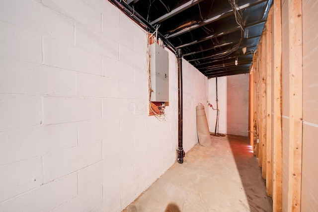 basement with electric panel