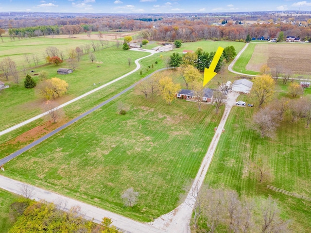 drone / aerial view featuring a rural view