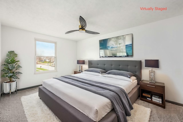 bedroom featuring ceiling fan