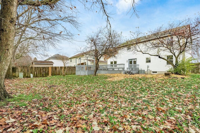 view of yard with a deck