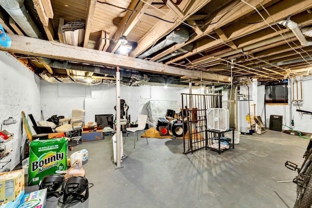 basement featuring water heater