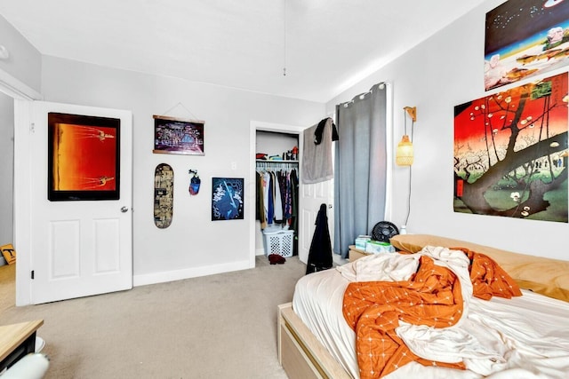 carpeted bedroom featuring a closet