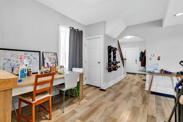 office featuring light wood-type flooring