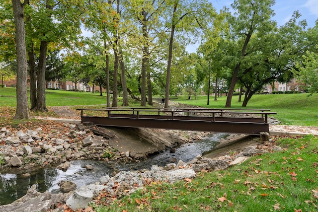 view of property's community with a yard