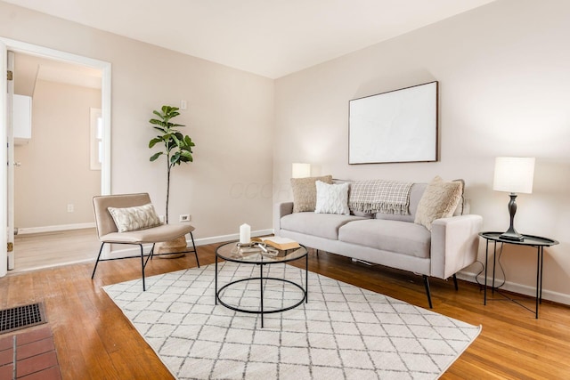 living room with wood-type flooring