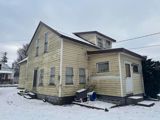 view of snow covered exterior