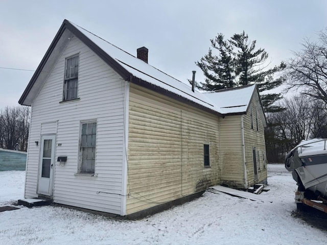 view of snow covered exterior