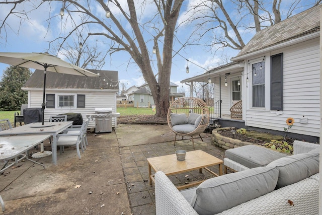 view of patio / terrace with outdoor lounge area and area for grilling