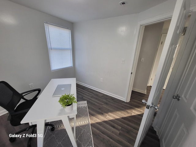 office featuring dark wood-type flooring