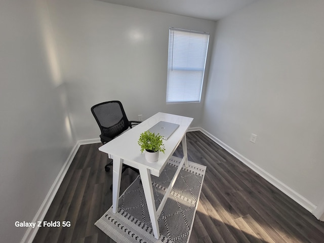 office area featuring dark hardwood / wood-style floors