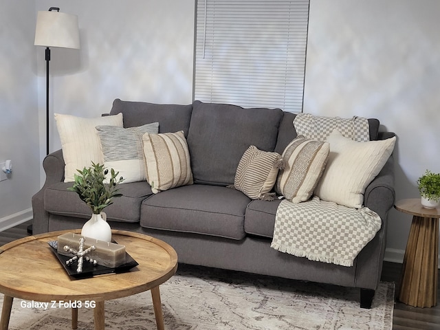 living room with hardwood / wood-style flooring