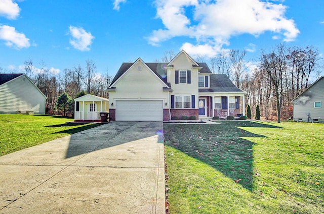 front of property featuring a porch and a front lawn