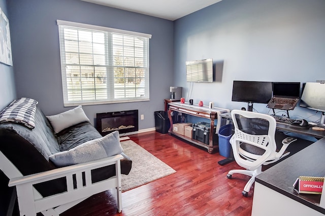 office space featuring wood-type flooring