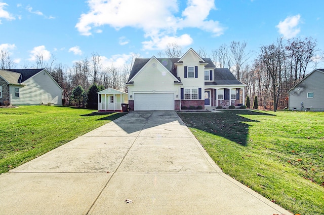 front of property featuring a porch and a front yard