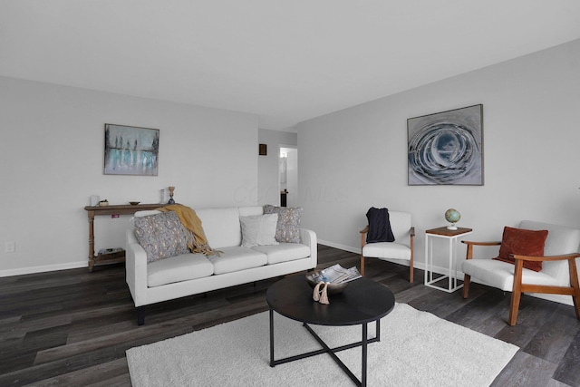 living room featuring dark hardwood / wood-style floors