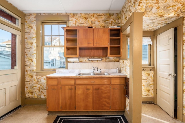 kitchen with sink and a wealth of natural light