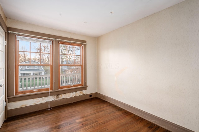 spare room featuring wood-type flooring