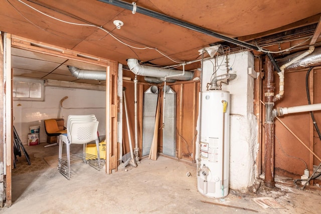 basement featuring gas water heater