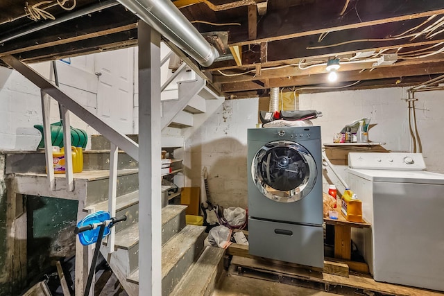 interior space featuring washer and dryer