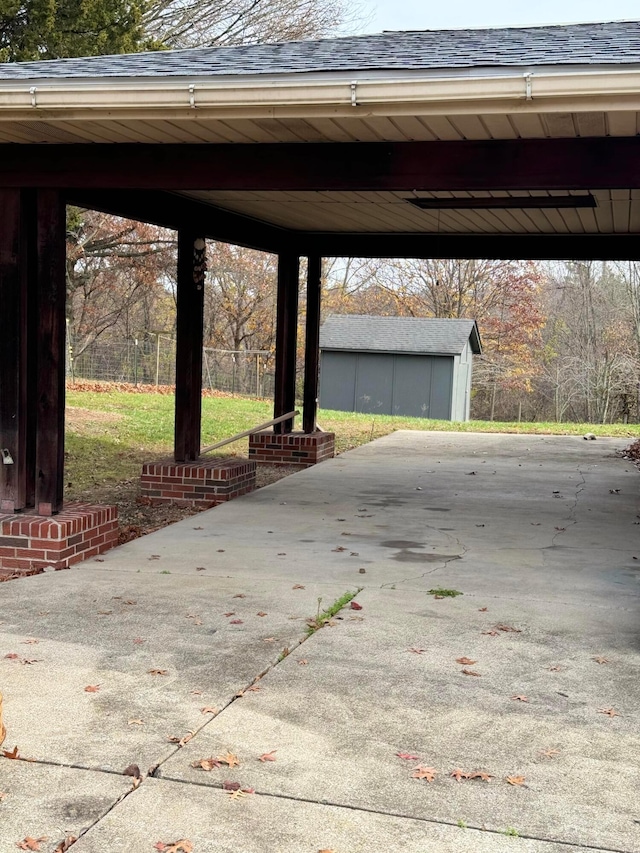 exterior space featuring a carport