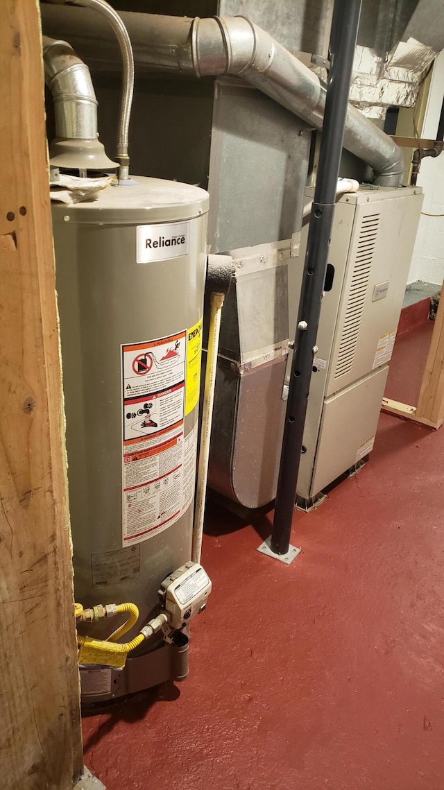 utility room featuring gas water heater