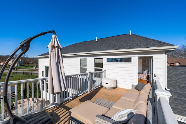 back of property featuring an outdoor living space