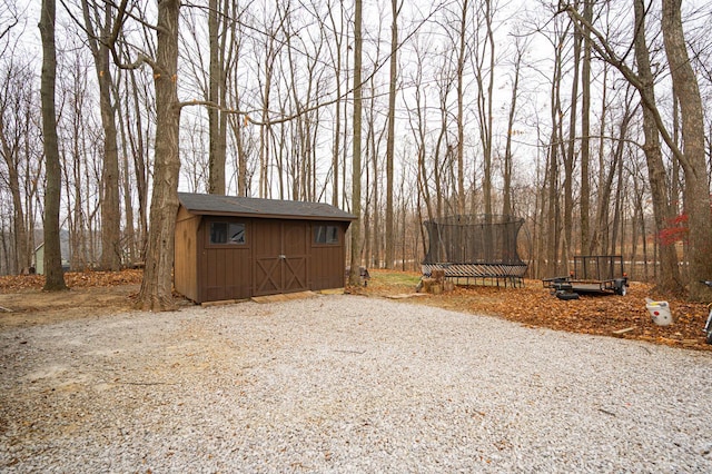 view of outdoor structure with a trampoline