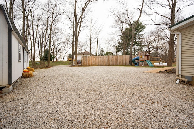 view of yard with a playground