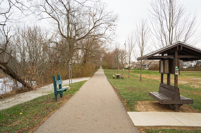 view of property's community featuring a yard