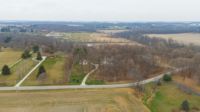 aerial view featuring a rural view