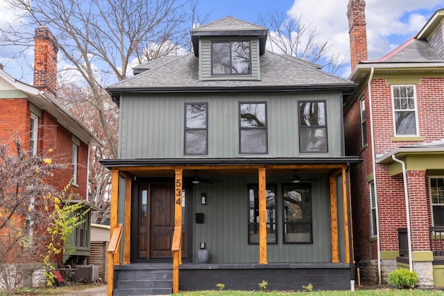 view of front of house with cooling unit