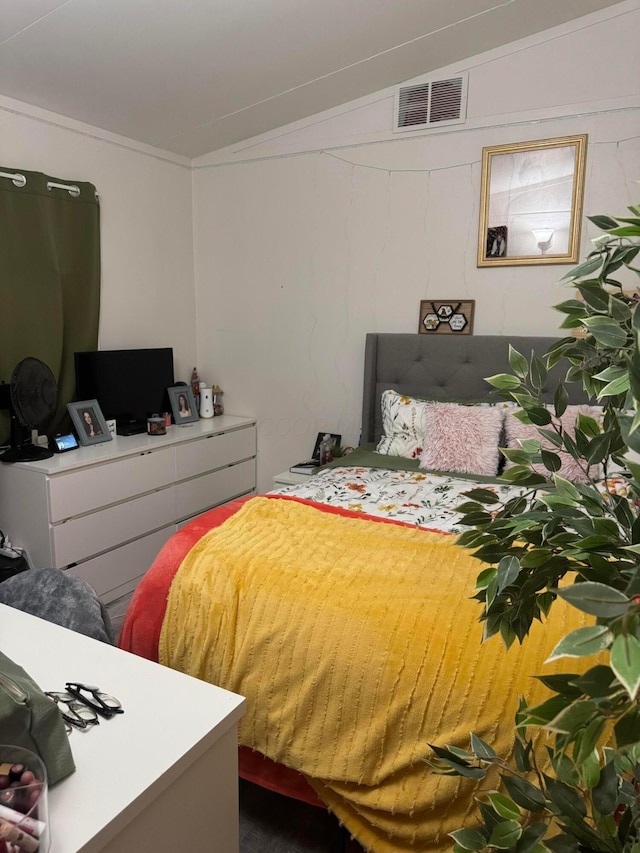 bedroom featuring vaulted ceiling